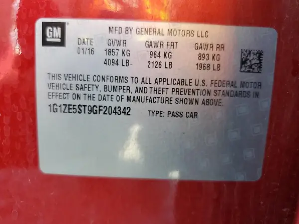 1G1ZE5ST9GF204342 2016 CHEVROLET MALIBU - Image 1
