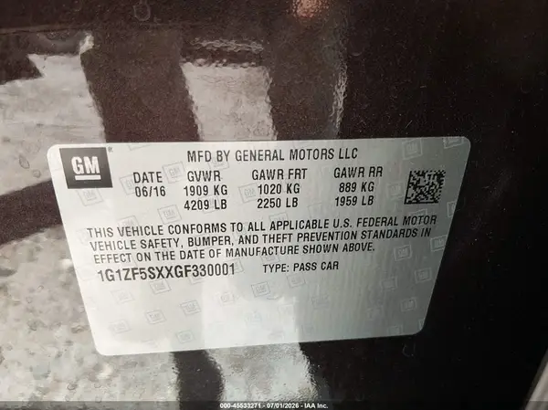 1G1ZF5SXXGF330001 2016 CHEVROLET MALIBU - Image 8