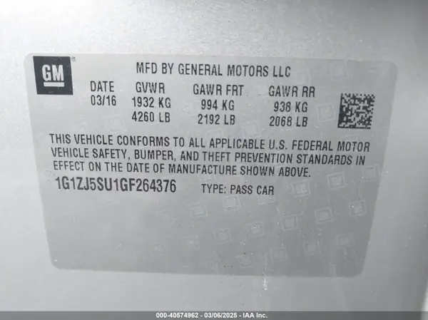 1G1ZJ5SU1GF264376 2016 CHEVROLET MALIBU - Image 8