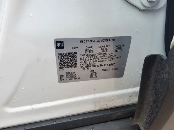 1GNERGKW3NJ151980 2022 CHEVROLET TRAVERSE - Image 1