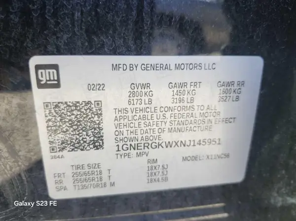 1GNERGKWXNJ145951 2022 CHEVROLET TRAVERSE - Image 8