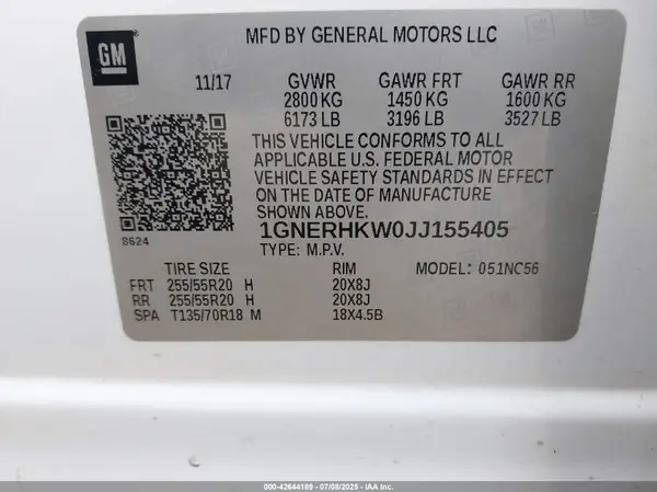 1GNERHKW0JJ155405 2018 CHEVROLET TRAVERSE - Image 8