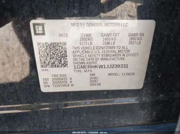 1GNERHKW1JJ239331 2018 CHEVROLET TRAVERSE - Image 8