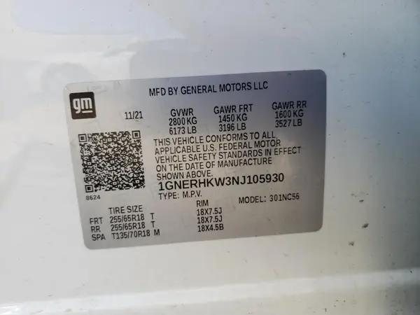 1GNERHKW3NJ105930 2022 CHEVROLET TRAVERSE - Image 6