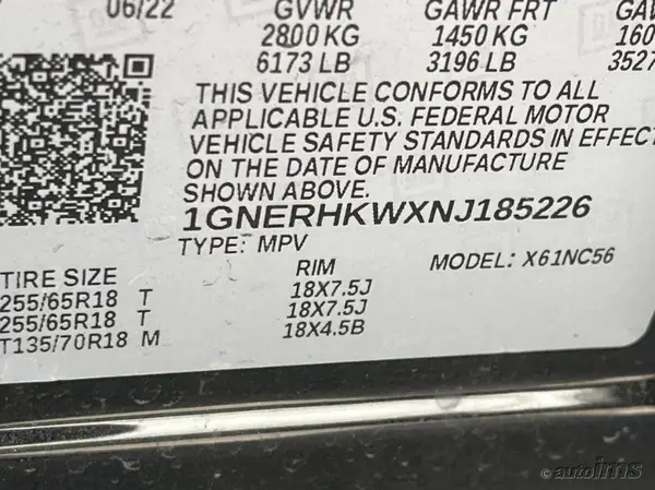 1GNERHKWXNJ185226 2022 CHEVROLET TRAVERSE - Image 8