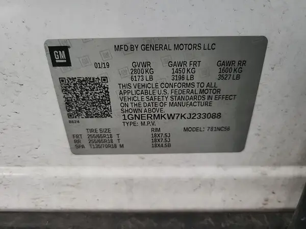 1GNERMKW7KJ233088 2019 CHEVROLET TRAVERSE - Image 8