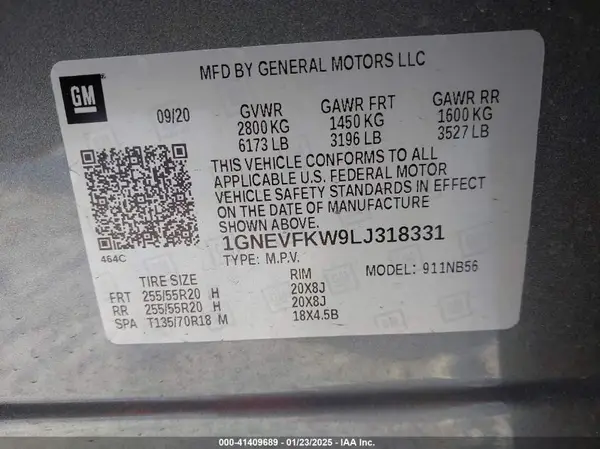 1GNEVFKW9LJ318331 2020 CHEVROLET TRAVERSE - Image 8