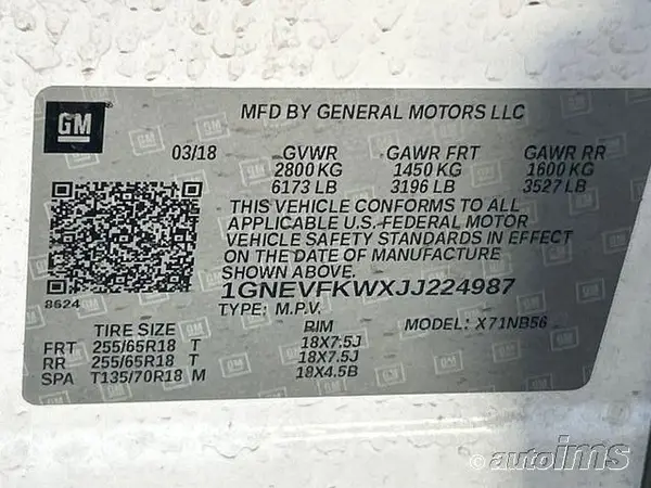 1GNEVFKWXJJ224987 2018 CHEVROLET TRAVERSE - Image 8