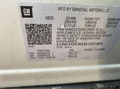 1GNEVGKW1MJ167895 2021 CHEVROLET TRAVERSE