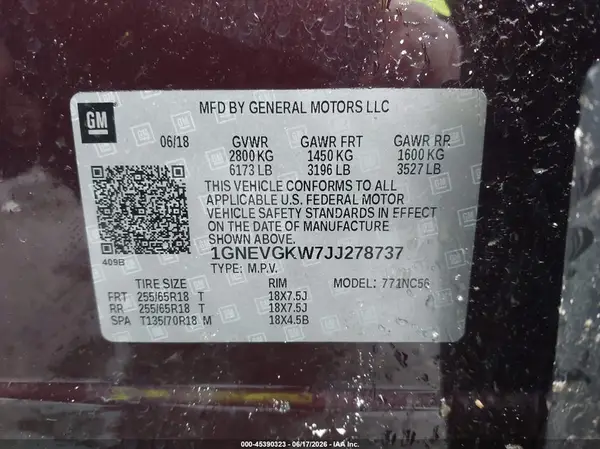 1GNEVGKW7JJ278737 2018 CHEVROLET TRAVERSE - Image 8