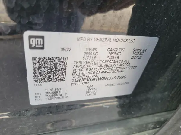 1GNEVGKW8NJ184386 2022 CHEVROLET TRAVERSE - Image 2