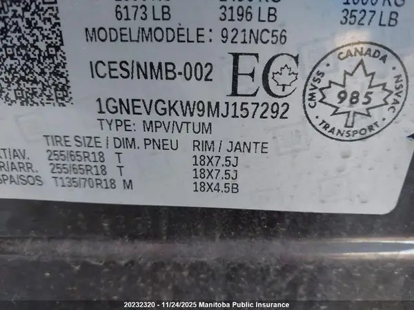 1GNEVGKW9MJ157292 2021 CHEVROLET TRAVERSE - Image 8