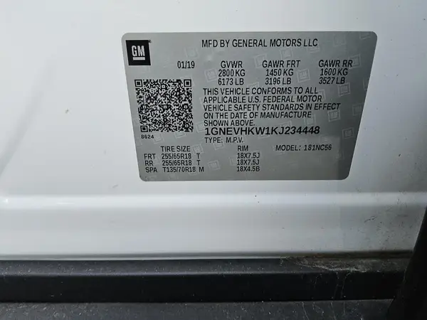 1GNEVHKW1KJ234448 2019 CHEVROLET TRAVERSE - Image 5