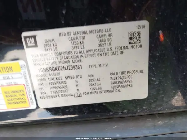 1GNKRGKD2HJ239361 2017 CHEVROLET TRAVERSE - Image 8