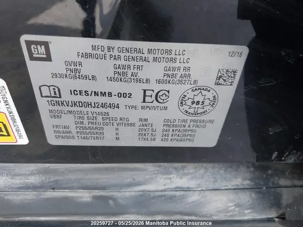1GNKVJKD0HJ246494 2017 CHEVROLET TRAVERSE - Image 8
