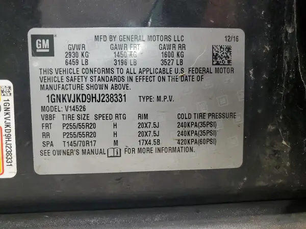 1GNKVJKD9HJ238331 2017 CHEVROLET TRAVERSE - Image 6