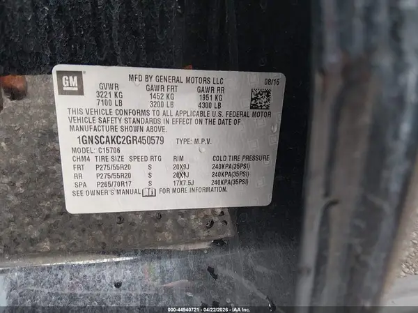 1GNSCAKC2GR450579 2016 CHEVROLET TAHOE - Image 8
