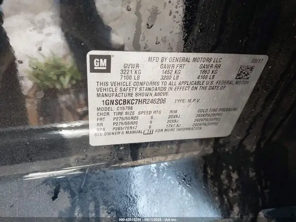 1GNSCBKC7HR246206 2017 CHEVROLET TAHOE - Image 8