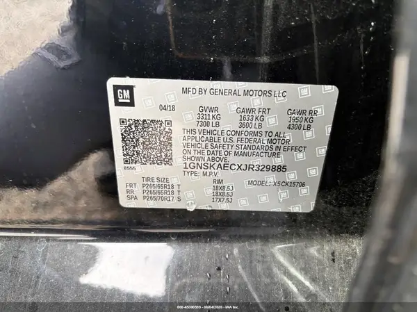 1GNSKAECXJR329885 2018 CHEVROLET TAHOE - Image 8