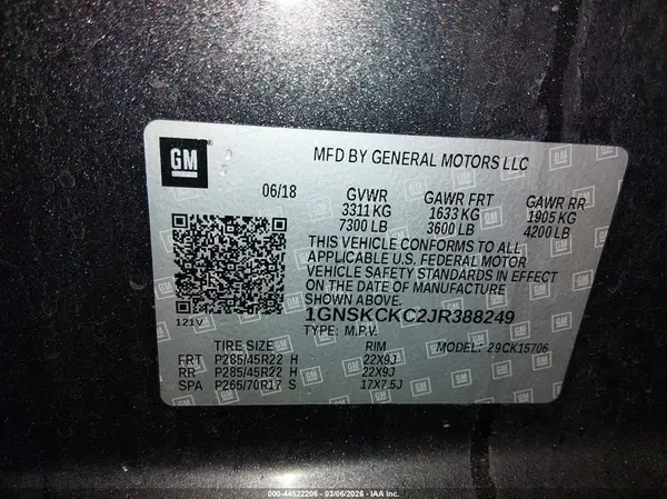 1GNSKCKC2JR388249 2018 CHEVROLET TAHOE - Image 8