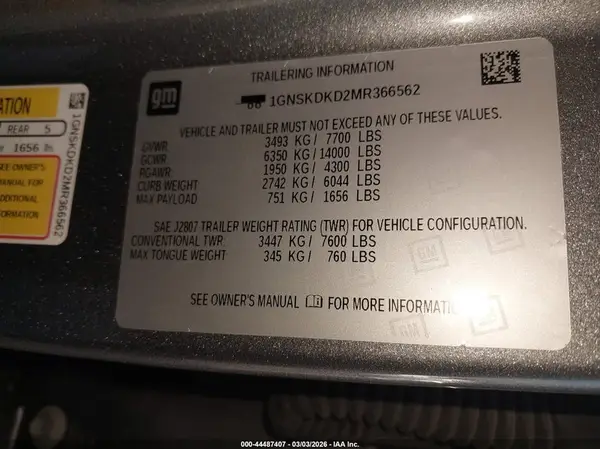 1GNSKDKD2MR366562 2021 CHEVROLET SUBURBAN - Image 8