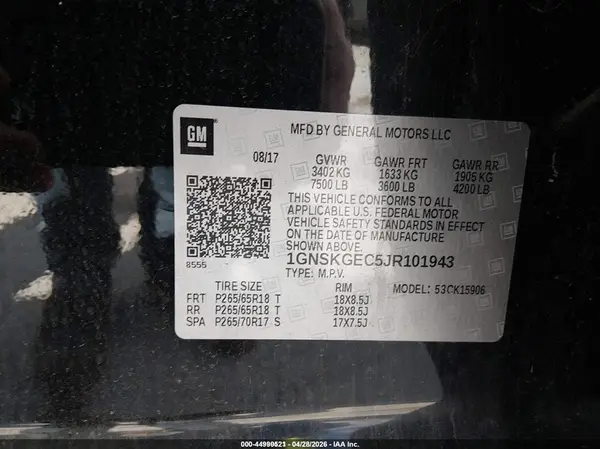 1GNSKGEC5JR101943 2018 CHEVROLET SUBURBAN - Image 8