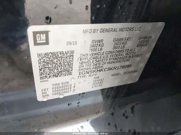 1GNSKHKC5KR178095 2019 CHEVROLET SUBURBAN - Image 8