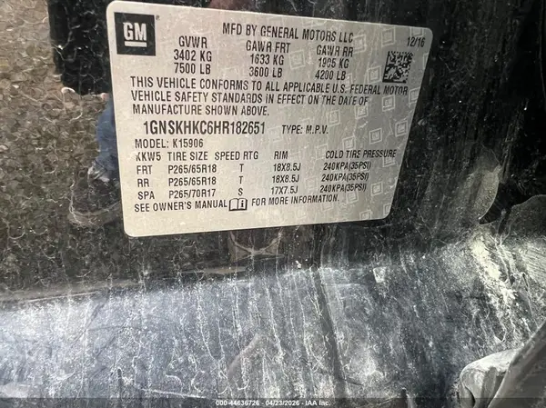 1GNSKHKC6HR182651 2017 CHEVROLET SUBURBAN - Image 8