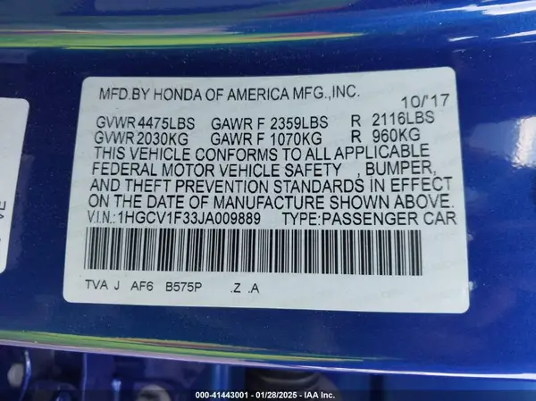 1HGCV1F33JA009889 2018 HONDA ACCORD - Image 8