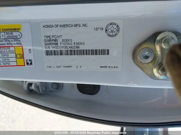 1HGCV1F35LA802386 2020 HONDA ACCORD - Image 8