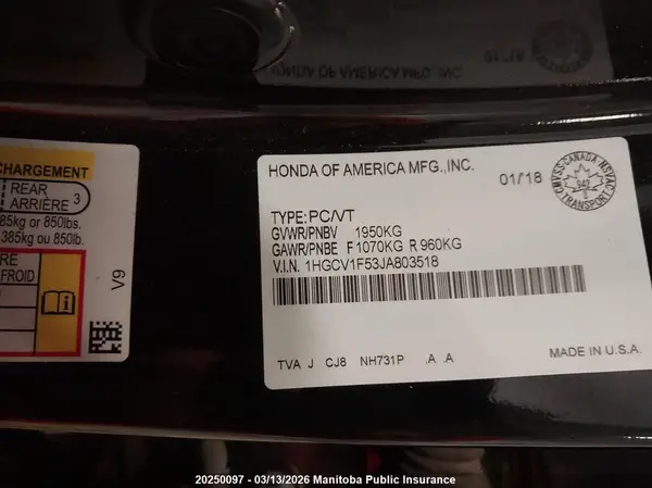 1HGCV1F53JA803518 2018 HONDA ACCORD - Image 8