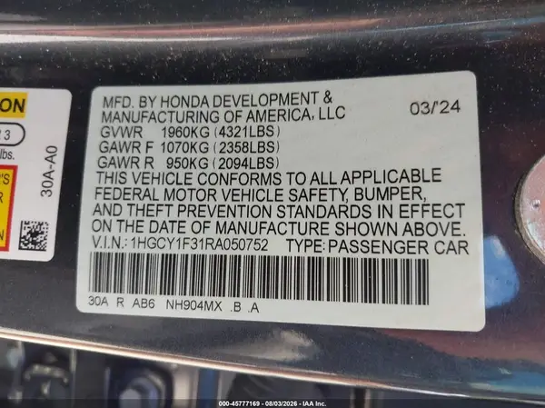 1HGCY1F31RA050752 2024 HONDA ACCORD - Image 8
