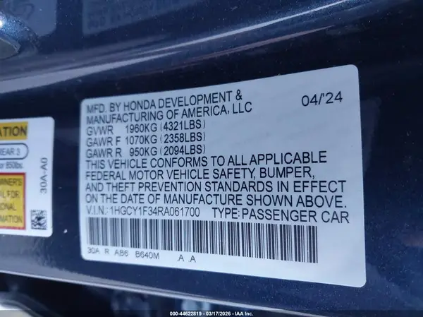 1HGCY1F34RA061700 2024 HONDA ACCORD - Image 8