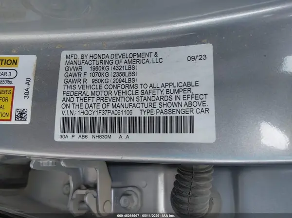 1HGCY1F37PA061106 2023 HONDA ACCORD - Image 8