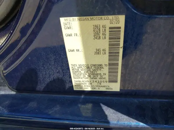1N4BL4CV9LC241059 2020 NISSAN ALTIMA - Image 8