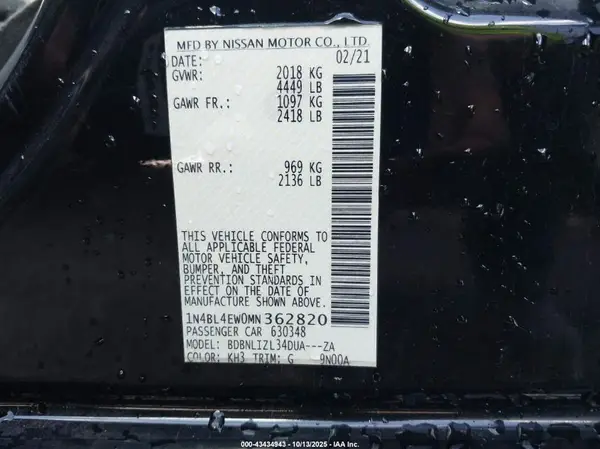 1N4BL4EW0MN362820 2021 NISSAN ALTIMA - Image 8