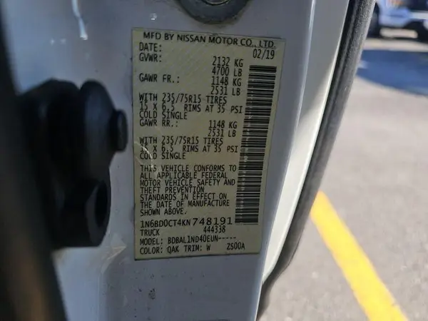 1N6BD0CT4KN748191 2019 NISSAN NAVARA (FRONTIER) - Image 1