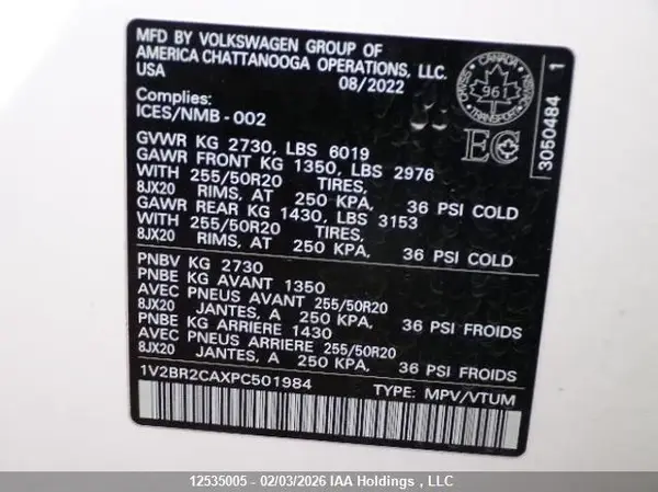 1V2BR2CAXPC501984 2023 VOLKSWAGEN ATLAS - Image 8