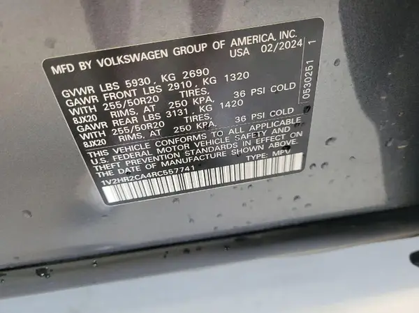 1V2HR2CA4RC557741 2024 VOLKSWAGEN ATLAS - Image 2