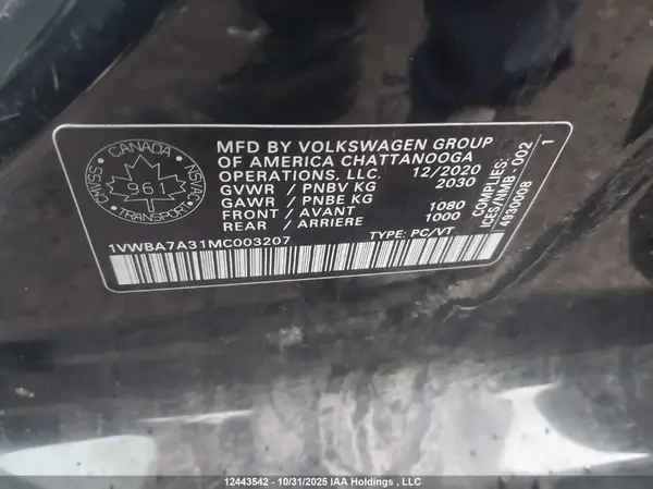 1VWBA7A31MC003207 2021 VOLKSWAGEN PASSAT - Image 8