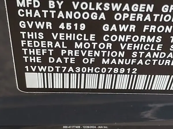 1VWDT7A30HC078912 2017 VOLKSWAGEN PASSAT - Image 8