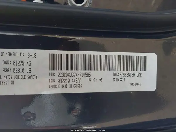 2C3CDXJG7KH710585 2019 DODGE CHARGER - Image 8