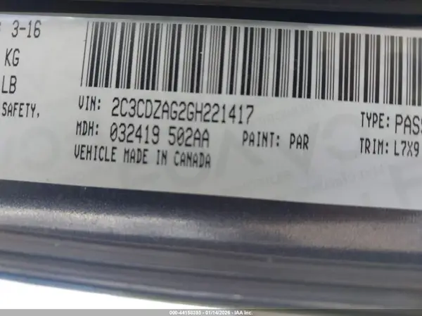 2C3CDZAG2GH221417 2016 DODGE CHALLENGER - Image 8