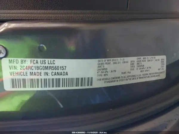 2C4RC1BG0MR560157 2021 CHRYSLER PACIFICA - Image 8