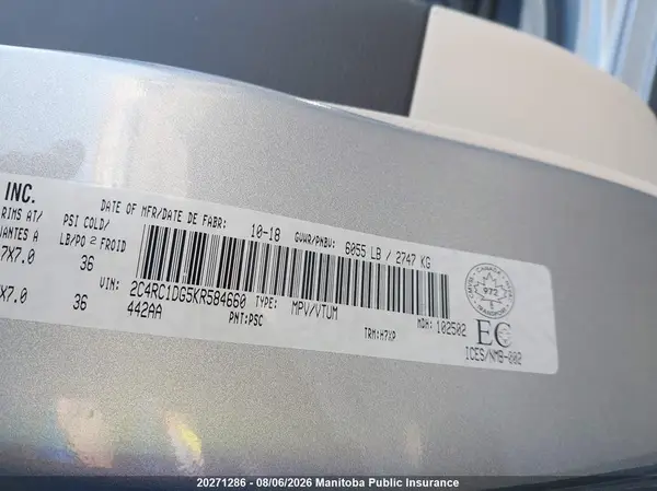 2C4RC1DG5KR584660 2019 CHRYSLER PACIFICA - Image 8