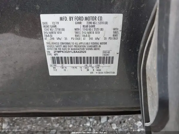 2FMPK3G91LBA42920 2020 FORD EDGE - Image 8