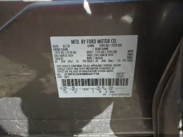 2FMPK3G95MBA01739 2021 FORD EDGE - Image 8