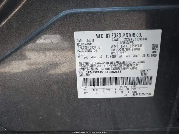 2FMPK3J83GBB02685 2016 FORD EDGE - Image 8