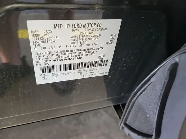 2FMPK4G91NBA56342 2022 FORD EDGE - Image 8