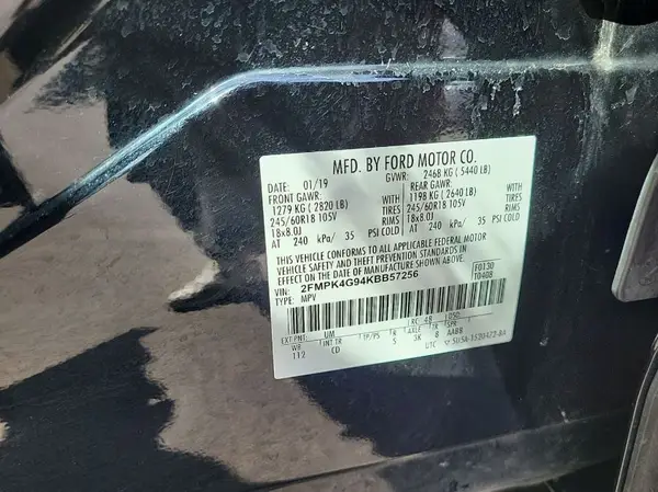 2FMPK4G94KBB57256 2019 FORD EDGE - Image 8